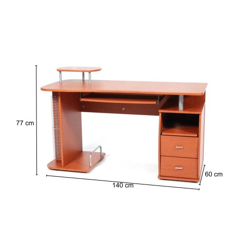 Arredo ufficio Scrivania Porta Pc e porta Stampante  in Mdf 140 x 60 x 77h cm Colore Ciliegio