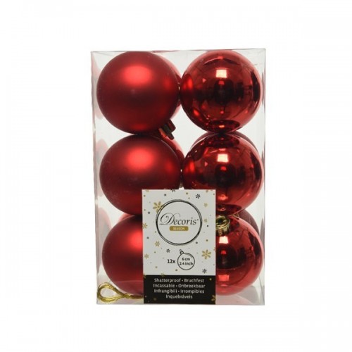 Decori per albero Decoris box 12 sfere rosso 60 021832