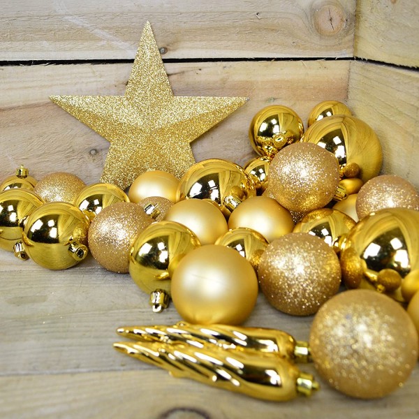 Decori per albero Decoris box 33 decori oro chiaro 023370