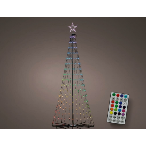 Alberi di Natale Albero Conico Illuminato A Led Multicolor Ripieghevole h 210 cm