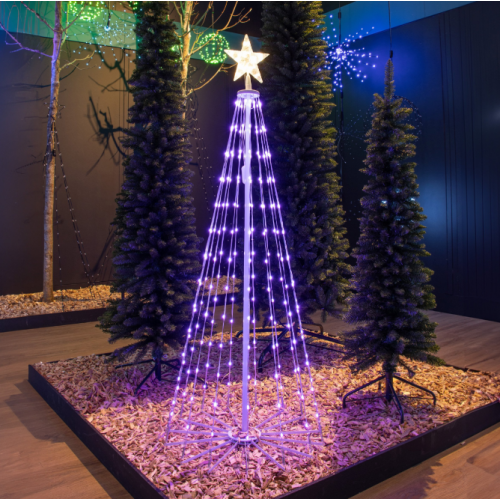 Alberi di Natale Albero Conico Illuminato A Led Multicolor Ripieghevole h 210 cm