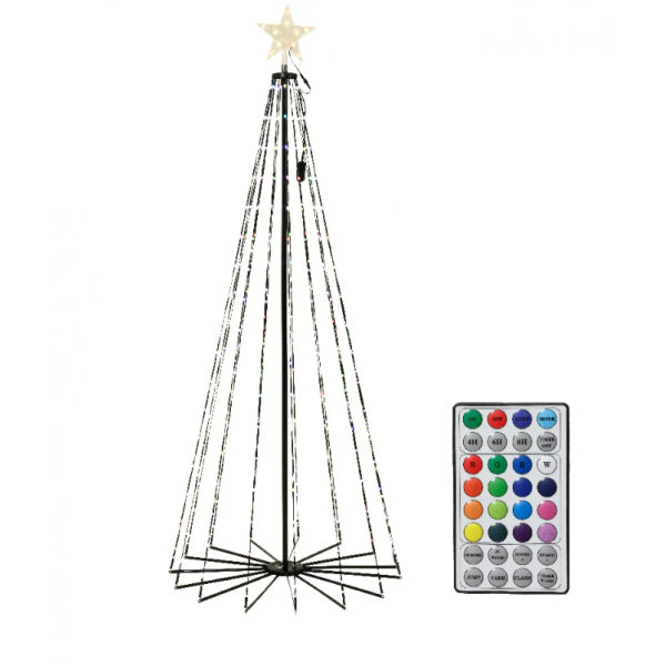 Alberi di Natale Albero Conico Illuminato A Led Multicolor Ripieghevole h 210 cm