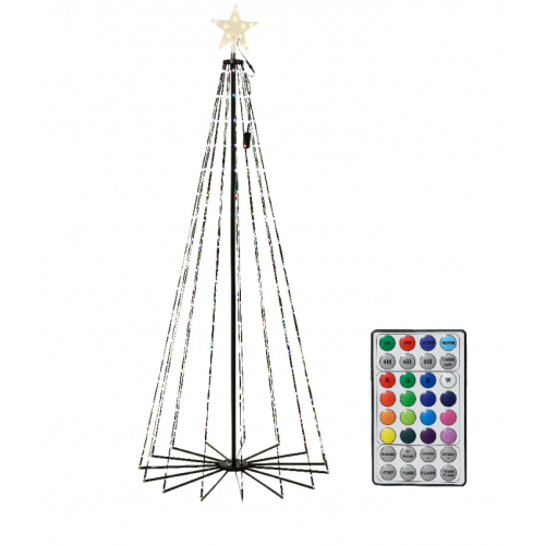 Alberi di Natale Albero Conico Illuminato A Led Multicolor Ripieghevole h 210 cm