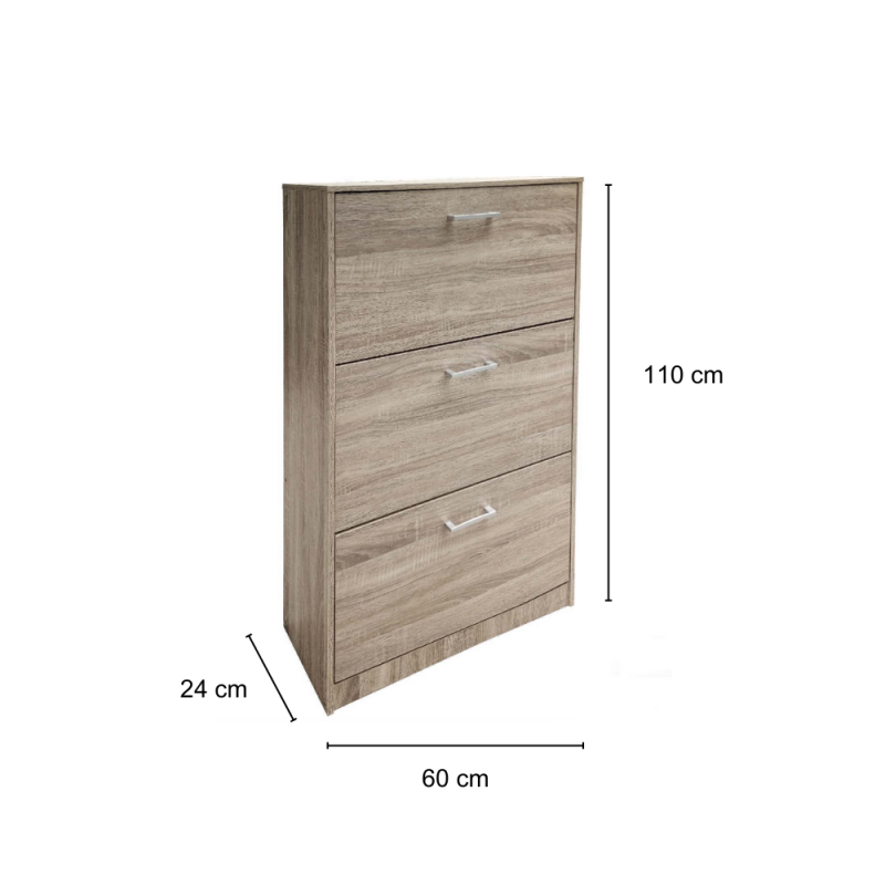 Complementi d'arredo Kit Scarpiera 3 Ribalte Twice Rovere 60 X 24 X 110h