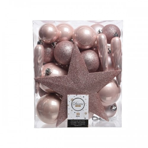 Decori per albero Decoris box 33 decori rosa cipria 023378