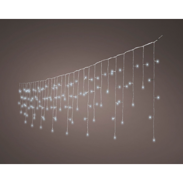 Luci natalizie Tenda Luminosa Natalizia A Cascata 256 Led Luce Bianco Freddo 8 Funzioni 375 x h 60 cm