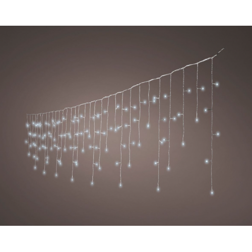 Luci natalizie Tenda Luminosa Natalizia A Cascata 256 Led Luce Bianco Freddo 8 Funzioni 375 x h 60 cm