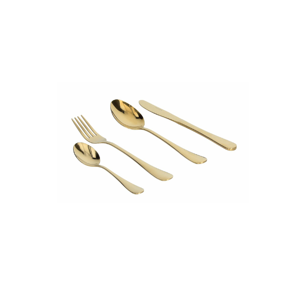 Posate Set 24 Posate Linea Antony Golden 3,0 In Acciaio Inox Finitura Oro Spessore 3 mm