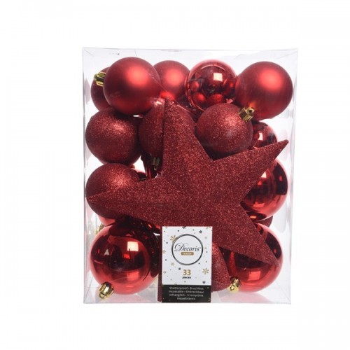 Decori per albero Decoris box 33 decori rosso 023372