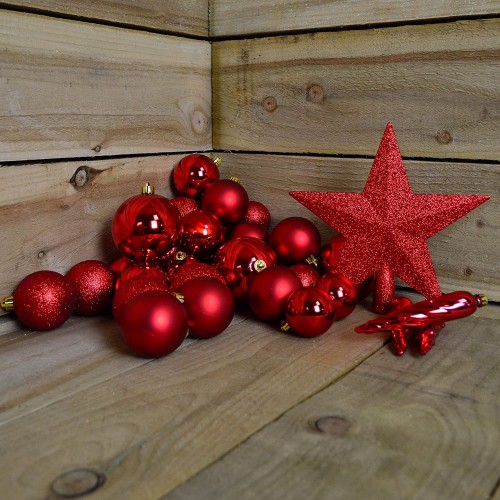 Decori per albero Decoris box 33 decori rosso 023372