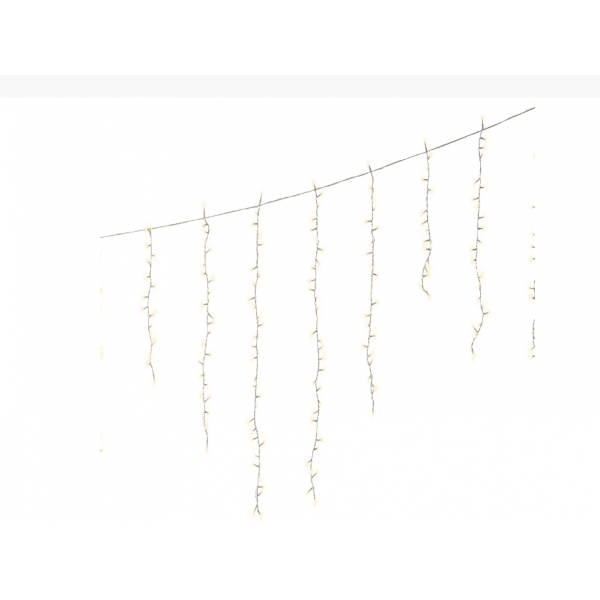Luci natalizie Tenda Luminosa Natalizia A Cascata 256 Led Luce Bianco Calda 8 Funzioni 375 X H 60 Cm
