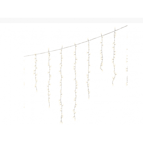 Luci natalizie Tenda Luminosa Natalizia A Cascata 256 Led Luce Bianco Calda 8 Funzioni 375 X H 60 Cm
