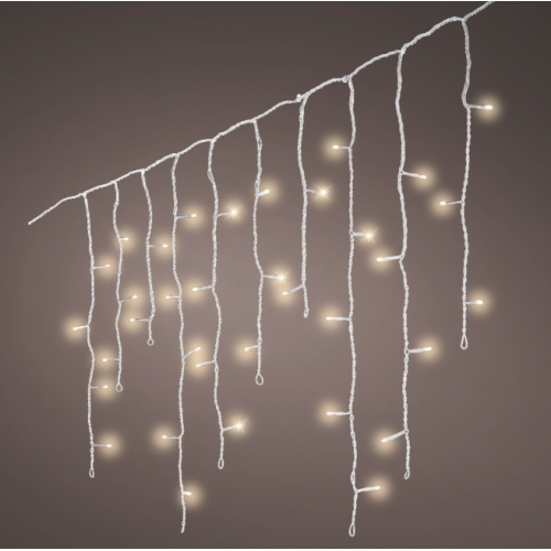 Luci natalizie Tenda Luminosa Natalizia A Cascata 256 Led Luce Bianco Calda 8 Funzioni 375 X H 60 Cm