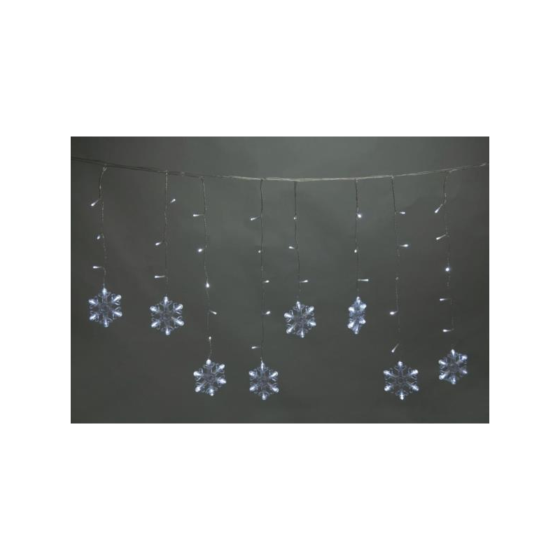 Luci natalizie Tenda Luci Natalizie Con Fiocchi 120 LED Bianco Freddo mt 3 x 0,95 h