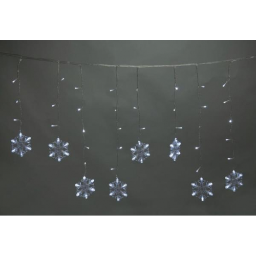 Luci natalizie Tenda Luci Natalizie Con Fiocchi 120 LED Bianco Freddo mt 3 x 0,95 h