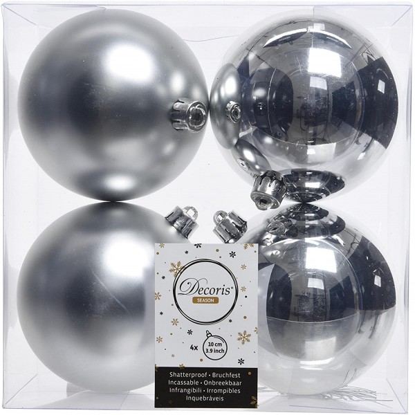 Decori per albero Decoris box 4 sfere argento silver 100 022166