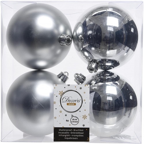 Decori per albero Decoris box 4 sfere argento silver 100 022166