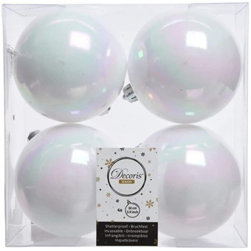 Decori per albero Decoris box 4 sfere bianco iridescente 022169