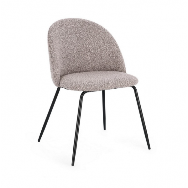 Sedie Sedia Tanya Nero Visone Effetto Bouclè Con Gambe In Acciaio