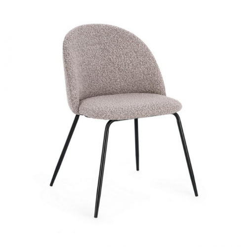 Sedie Sedia Tanya Nero Visone Effetto Bouclè Con Gambe In Acciaio