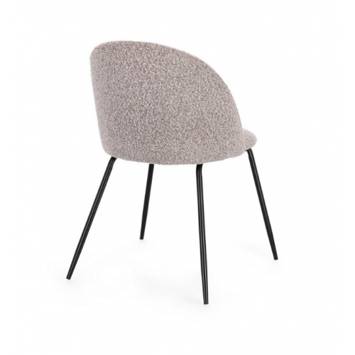 Sedie Sedia Tanya Nero Visone Effetto Bouclè Con Gambe In Acciaio