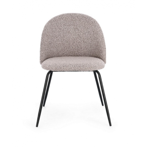 Sedie Sedia Tanya Nero Visone Effetto Bouclè Con Gambe In Acciaio