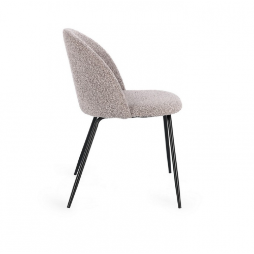 Sedie Sedia Tanya Nero Visone Effetto Bouclè Con Gambe In Acciaio