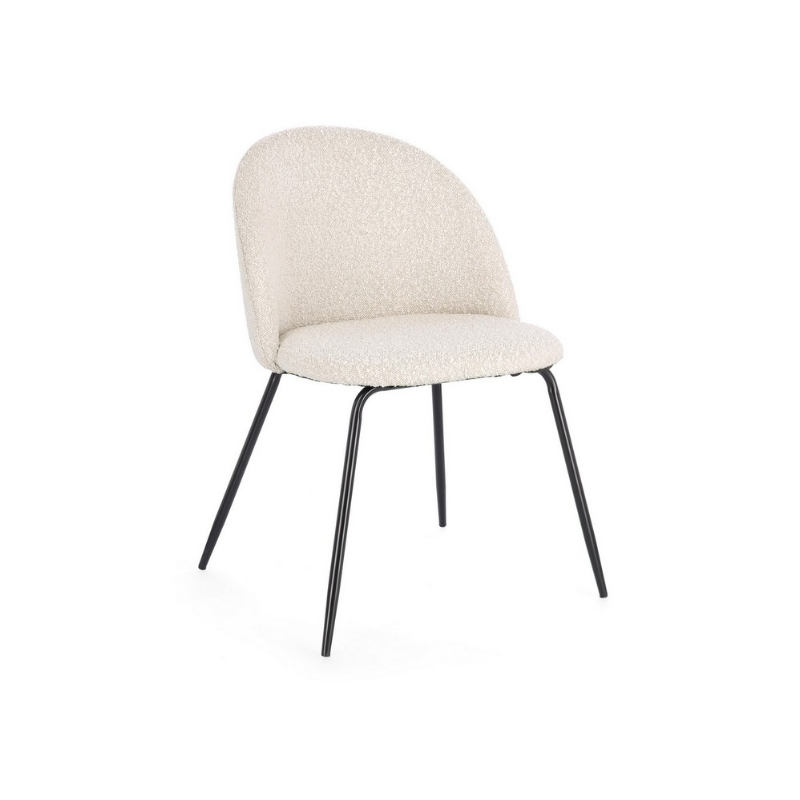 Sedie Sedia Tanya Nero Avorio Effetto Bouclè Con Gambe In Acciaio