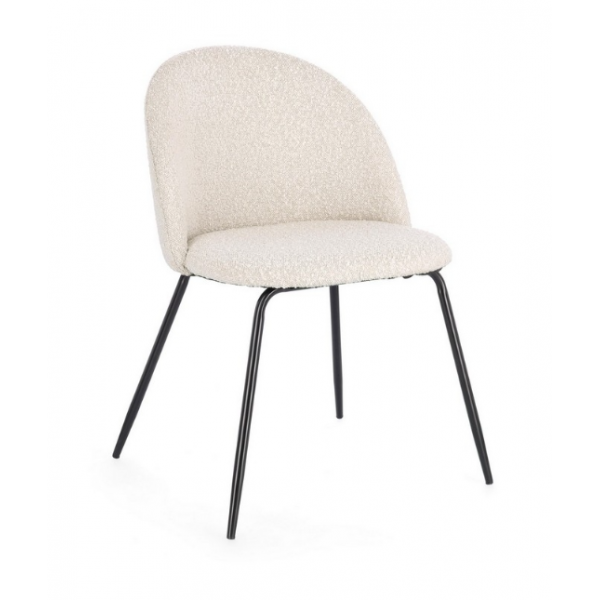 Sedie Sedia Tanya Nero Avorio Effetto Bouclè Con Gambe In Acciaio