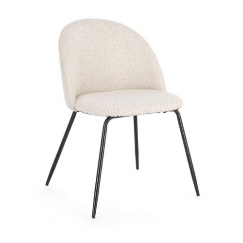Sedie Sedia Tanya Nero Avorio Effetto Bouclè Con Gambe In Acciaio
