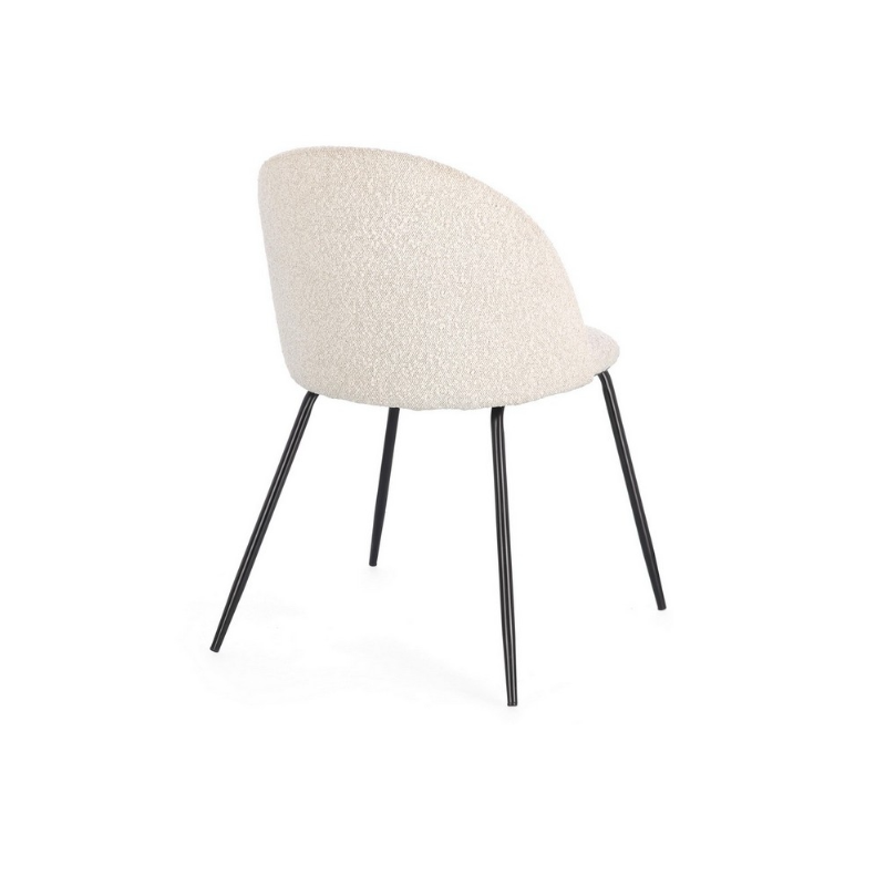 Sedie Sedia Tanya Nero Avorio Effetto Bouclè Con Gambe In Acciaio
