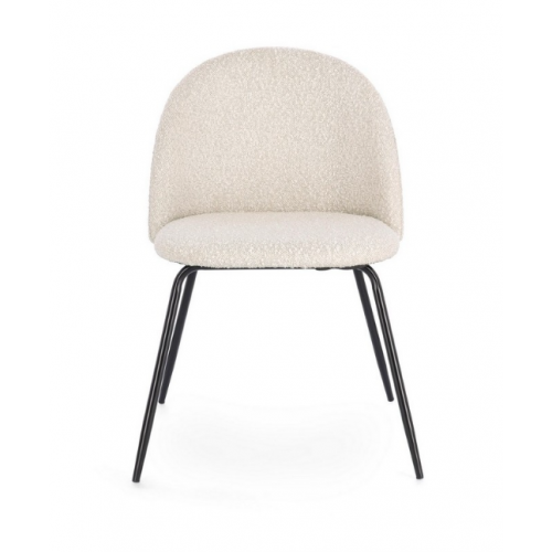 Sedie Sedia Tanya Nero Avorio Effetto Bouclè Con Gambe In Acciaio