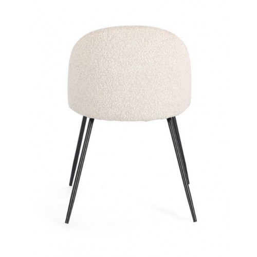 Sedie Sedia Tanya Nero Avorio Effetto Bouclè Con Gambe In Acciaio
