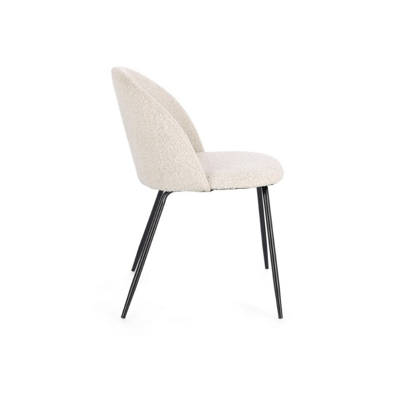 Sedie Sedia Tanya Nero Avorio Effetto Bouclè Con Gambe In Acciaio