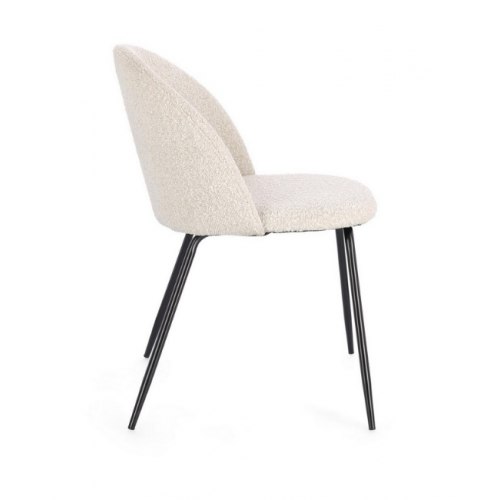 Sedie Sedia Tanya Nero Avorio Effetto Bouclè Con Gambe In Acciaio