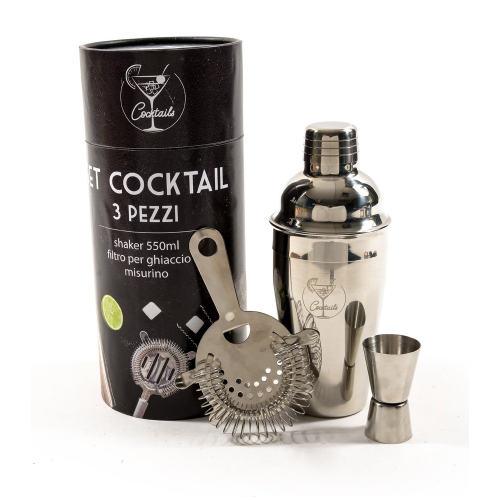 Hotellerie Set Cocktail 3 Pezzi Con Shaker 550 ml, Filtro Per Ghiaccio e Misurino