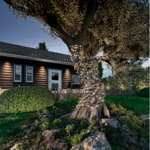 Luci natalizie Luci Natalizie Solar 500 Led Bianco Caldo 8 Funzioni Effetto Scintillante 11 mt