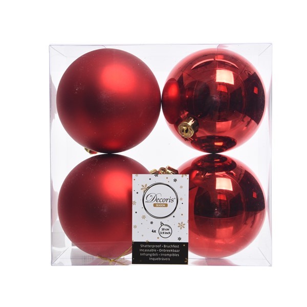 Decori per albero Decoris box 4 sfere rosso 022167