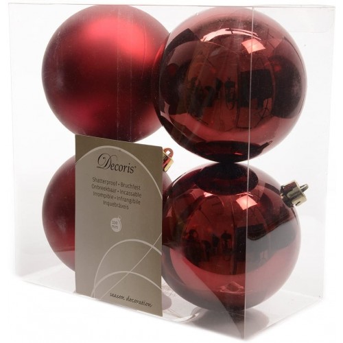 Decori per albero Decoris box 4 sfere rosso scuro 10 022168