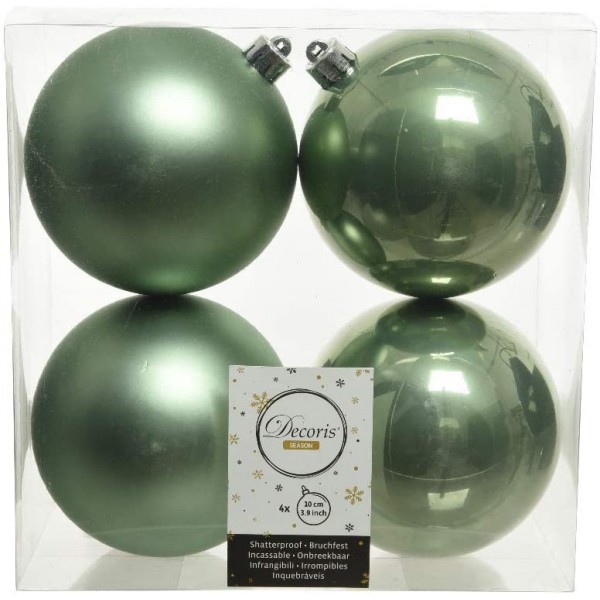 Decori per albero Decoris box 4 sfere verde salvia 100 022201