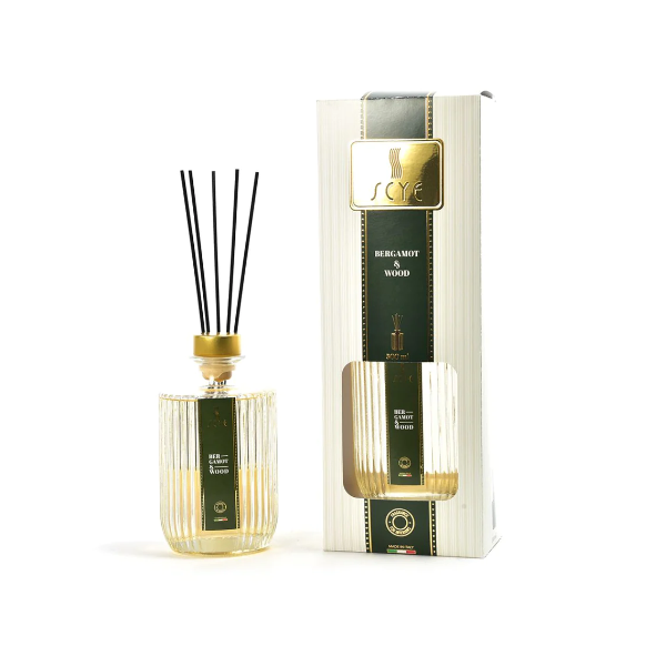 Profumatori d'ambiente Diffusore Di Essenza Con Stick Fragranza Bergamot e Wood Linea Scye 500ml