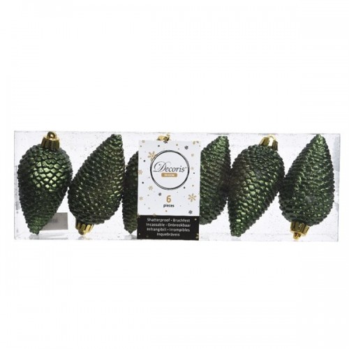 Decori per albero Decoris box 6 pigne verde 028608