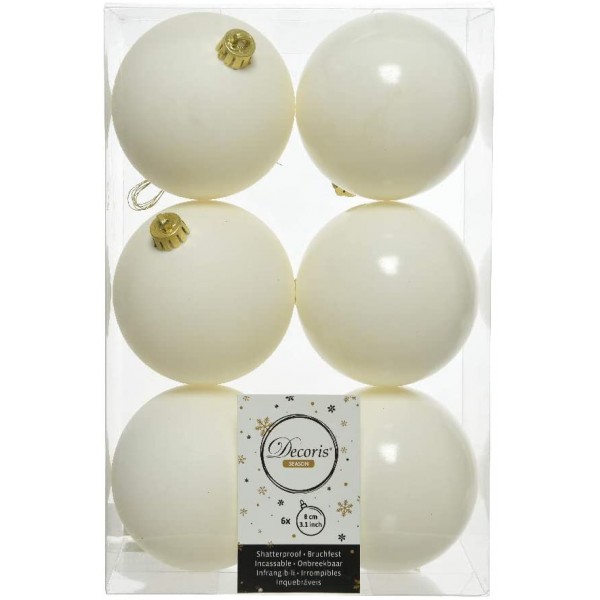 Decori per albero Decoris box 6 sfere bianco lana 80 mm 022108