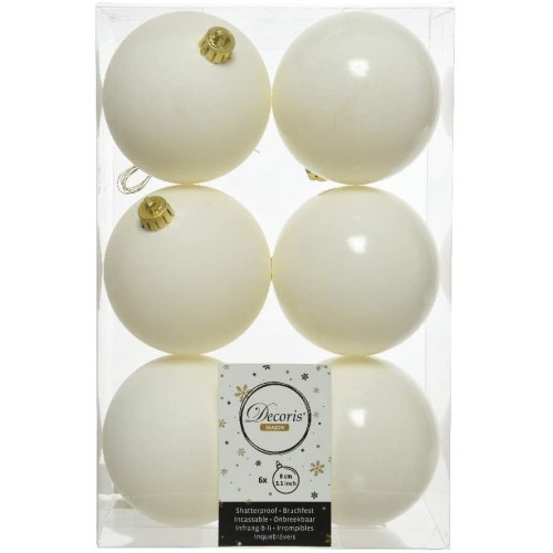 Decori per albero Decoris box 6 sfere bianco lana 80 mm 022108