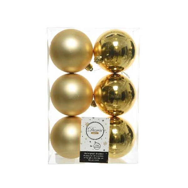 Decori per albero Decoris box 6 sfere oro 80 mm 022023