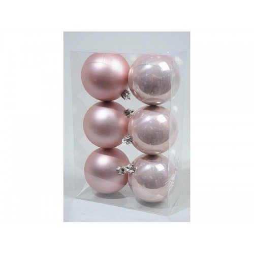 Decori per albero Decoris box 6 sfere rosa cipria 80 mm 022114