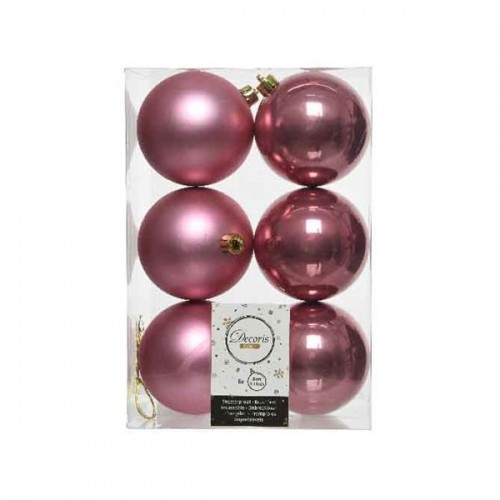 Decori per albero Decoris box 6 sfere rosa velluto 80 mm 022023