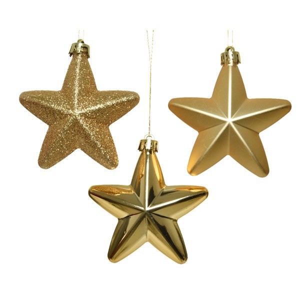 Decori per albero Decoris box 6 stelle oro gold 027860