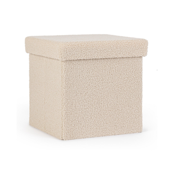 Complementi d'arredo Pouf Contenitore Con Struttura In Mdf Joris Qu E Rivestimento Con Effetto Boucle Beige