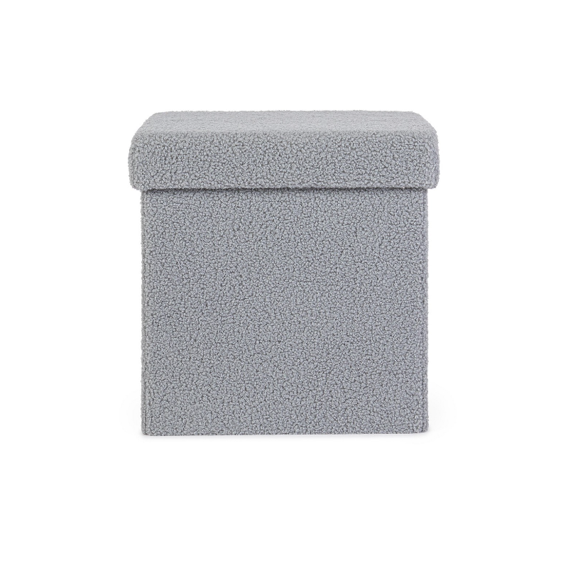 Complementi d arredo Pouf Contenitore Con Struttura In Mdf Joris Qu E Rivestimento Con Effetto Boucle Grigio